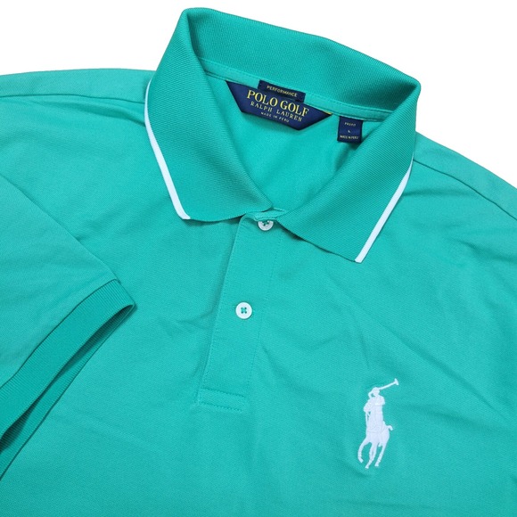 Polo Golf Ralph Lauren Mens L Green Performance Stretch Big Pony Short Sleeve - Picture 1 of 7